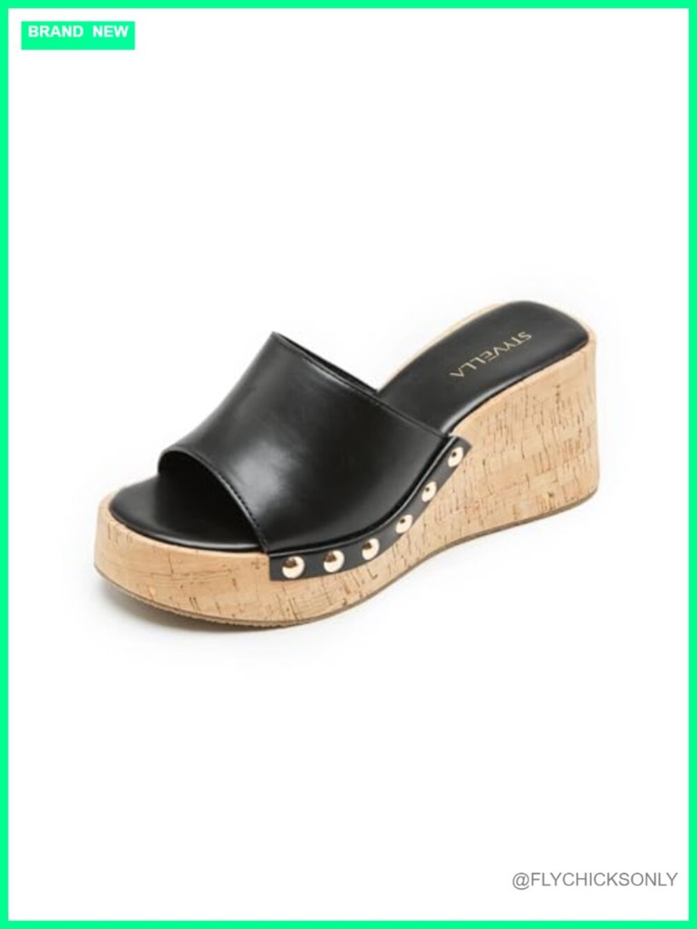 Women's Platform Wedge Sandals Slip On Open Toe Slides Faux Leather